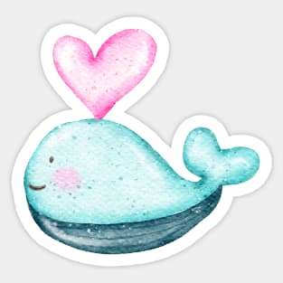 lovely whale in the ocean Sticker